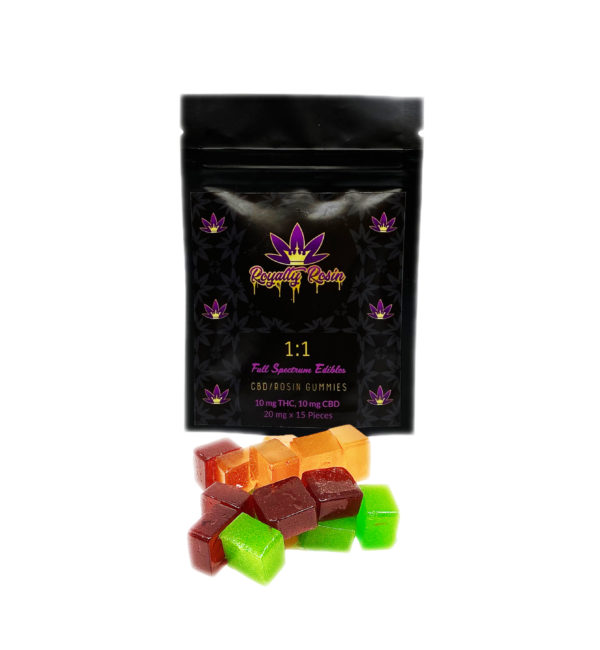 Royalty Rosin THC:CBD 1:1 Multi Flavoured Gummies Edible 300MG