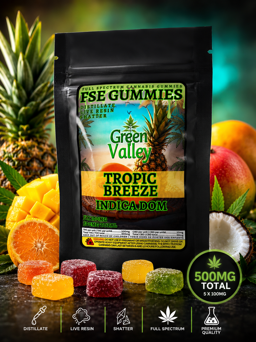 FSE Gummies Green Valley’s Full-Spectrum THC Gummies 500mg - Image 1
